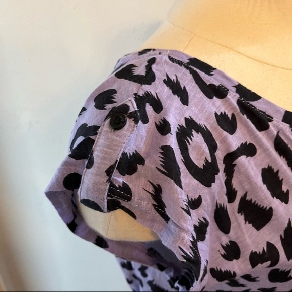 H&M Purple Leopard Short Sleeve Tunic Top With Sash Size 4 - Picture 2 of 6
